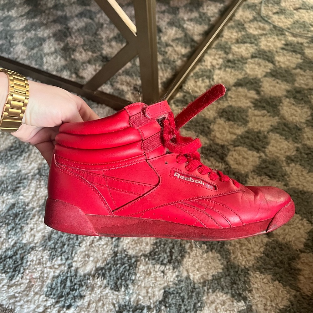 Red Reebok Freestyle High Tops - Picture 2 of 2